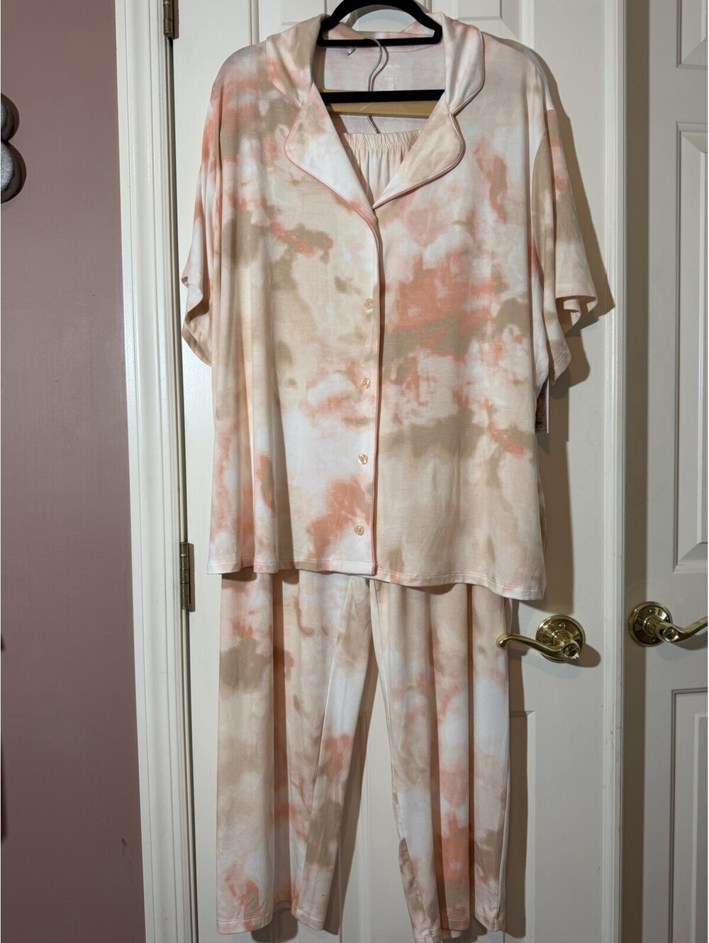 Sonoma Kohls Truly Soft Pajama Set Womens 3X Blush Tie Dye New